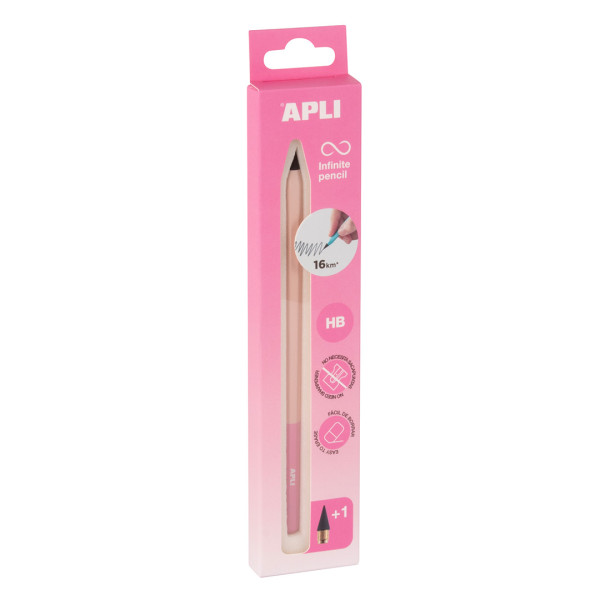 photo - Crayon graphite - HB - Rose - Mine infinie - Ne se taille pas - Facile à effacer - Apli