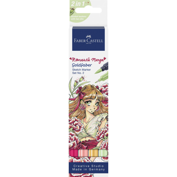 photo - 4 feutres de coloriage - A base d'alcool - Double pointes - Faber-Castell - Goldfaber - Romantic manga n°2