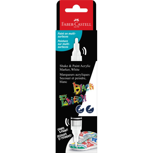 Marqueur - Peinture acrylique - Blanc - Multi-supports - Double pointes - Faber-castell - Black Edition - Shake & Paint