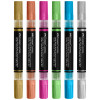 6 Marqueurs acryliques - Couleurs métallisées - Multi-supports - Double pointes - Faber-castell - Black Edition - Shake&Paint