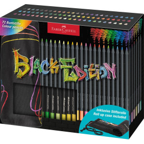 photo -  Lot de 72 crayons de couleurs - Trousse rouleau - Faber-Castell - Black Edition