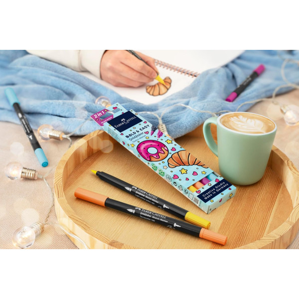 Etui de 4 feutres de coloriage - A base d'alcool - Double pointes - Faber-Castell - Goldfaber - Bold & Easy II