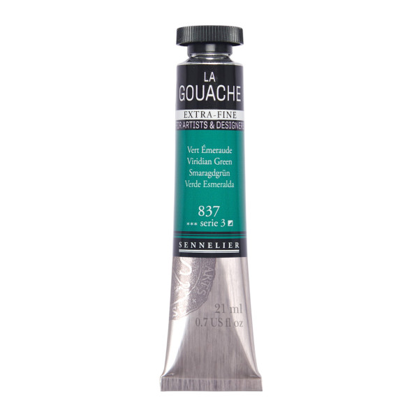 photo - Gouache - Extra-fine - Vert émeraude - 837 - Tube de 21ml - Sennelier