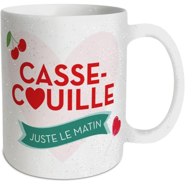photo - Mug - Tasse - Avec anse - Casse-couille - Blanc avec paillettes - Céramique - Humour - Cadeau