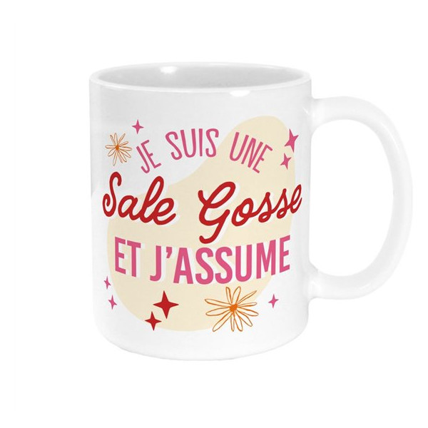 photo - Mug - Tasse - Avec anse - Sale gosse - Blanc avec paillettes - Céramique - Humour - Cadeau