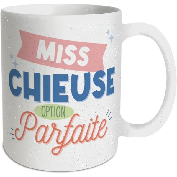 photo - Mug - Tasse - Avec anse - Chieuse - Blanc avec paillettes - Céramique - Humour - Cadeau