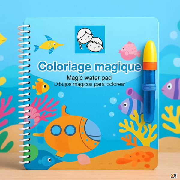 Carnet de coloriage magique - Sous l'océan - 16x16cm - Enfant - Dès 3 ans