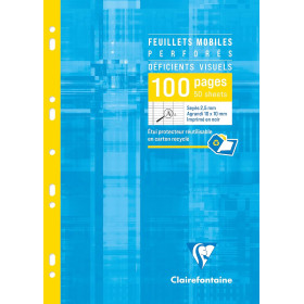 photo - Copies simples - Blanche - Grand carreaux - A4 - 50 feuilles - Déficients visuels - Clairefontaine