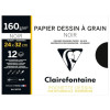 photo - Papier dessin - 24x32cm - Noir à grain - Sans acide - 12 feuilles - 160g - Clairefontaine