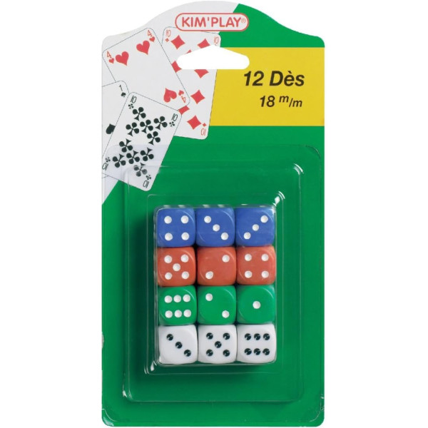 photo-Dés - Assortiment de couleurs - Lot de 12 dés - Jeux - Jeux de table - KimPlay