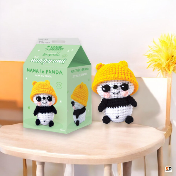 Kit créatif - Crée un minigurumi en crochet - Panda - Accessoires inclus
