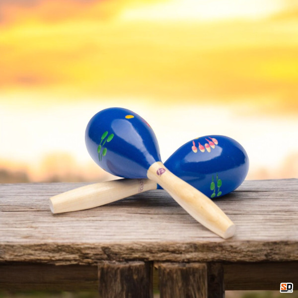 Maracas - Lot de 2 - Instrument de musique - Bois peint - Enfant dès 4 ans