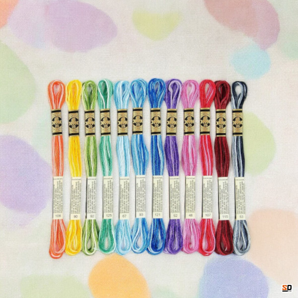 Fils de laine - 12 échevettes - Fil mouliné - DMC - Coloris ombrés - Broderie - Point de croix