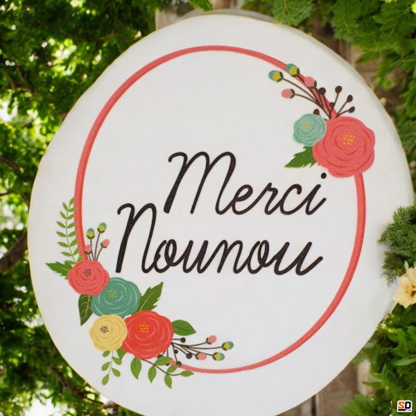 Stickers pour tissus - Merci nounou - Thermocollant - 10x10cm - Loisirs créatifs