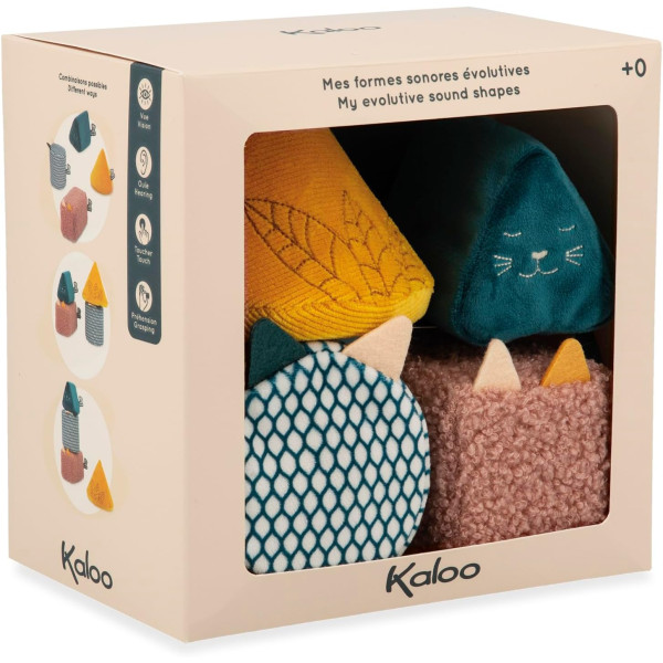 Jeu d'éveil - 4 formes sonores - Dès la naissance - Doux et coloré - Kaloo