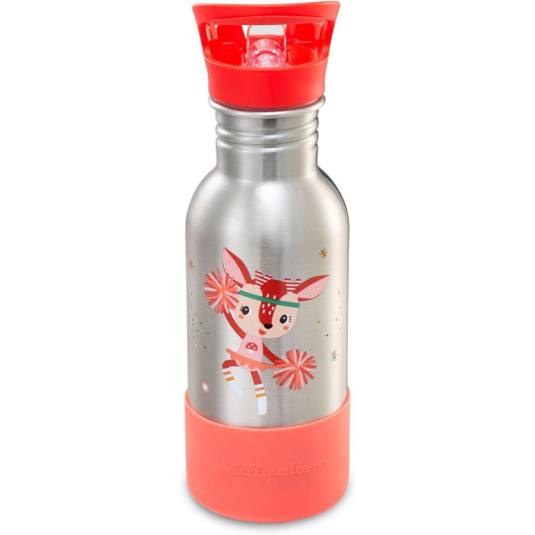 photo-Gourde - Inox - Pour enfant - Paille intégrée - 600ml - Pour l'école, pique-nique - Lilliputiens