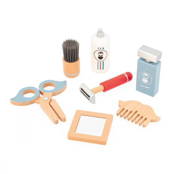 Jeu d'imitation - Mallette du barbier - Bois - Trousse de 7 pièces - Dès 3 ans - Janod