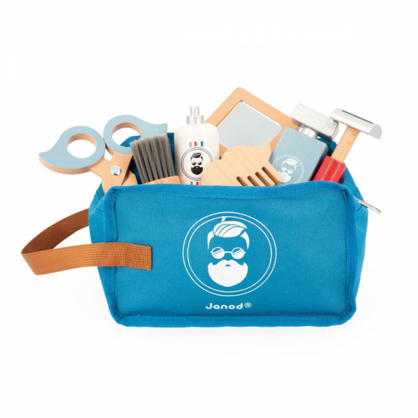 Jeu d'imitation - Mallette du barbier - Bois - Trousse de 7 pièces - Dès 3 ans - Janod