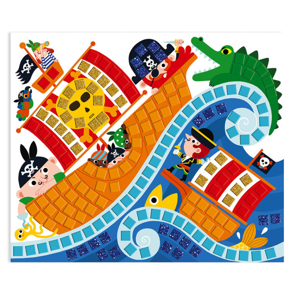 Jeu créatif - Gommettes mosaïque - 3 modèles - Pirate - Dès 5 ans - Janod
