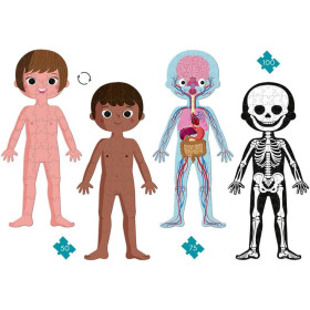 4 puzzles - Géant - Educatif - Le corps humain - 50,75 et 100 pièces - Dès 5 ans - Janod