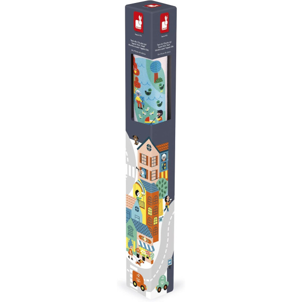 Tapis de jeu - Chambre - Enfant - Ville, voiture - 120x78cm - Dès 2 ans - Janod