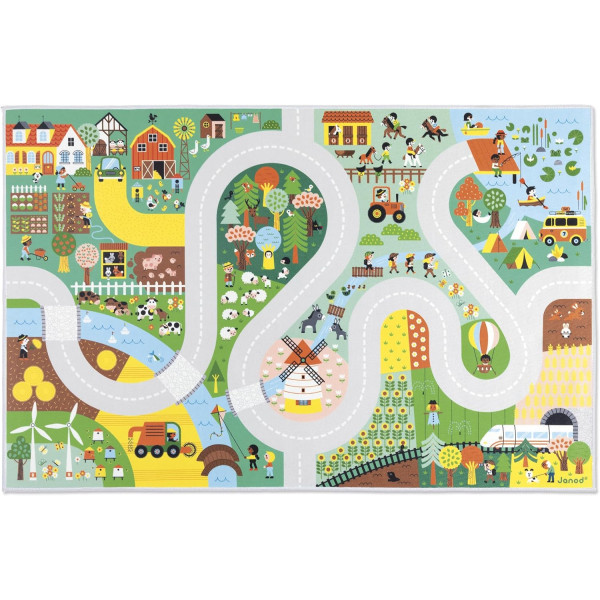 photo-Tapis de jeu - Chambre - Enfant - Campagne, ferme - 120x78cm - Dès 2 ans - Janod