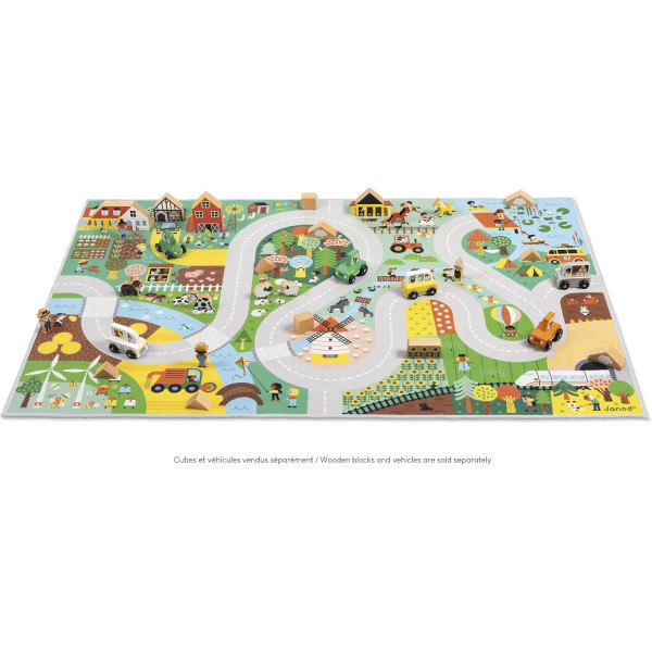 Tapis de jeu - Chambre - Enfant - Campagne, ferme - 120x78cm - Dès 2 ans - Janod