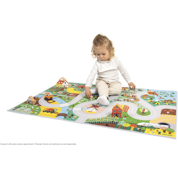 Tapis de jeu - Chambre - Enfant - Campagne, ferme - 120x78cm - Dès 2 ans - Janod