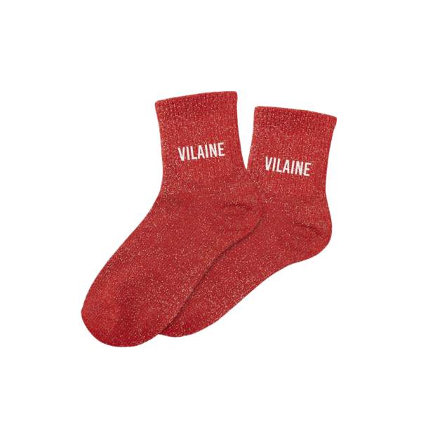 photo-Chaussettes - Femme - Rouge avec paillettes - Vilaine - Taille 36/42 - Humour - Cadeau