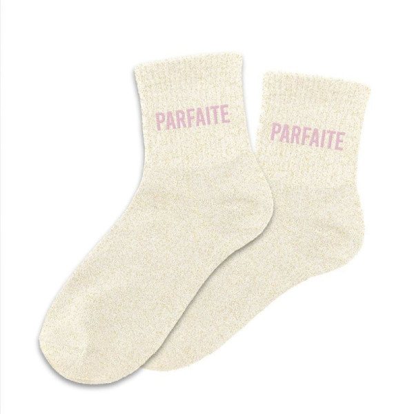 photo-Chaussettes - Femme - Beige avec paillettes - Parfaite - Taille 36/42 - Humour - Cadeau