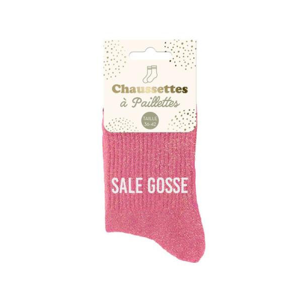 Chaussettes - Femme - Rose avec paillettes - Sale gosse - Taille 36/42 - Humour - Cadeau
