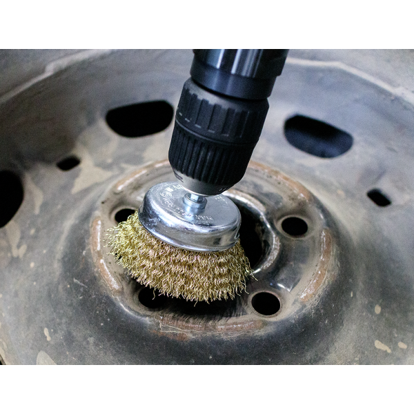 Brosse métallique pour perceuse - 75mm diamètre - Avec tige hexagonale - NTools