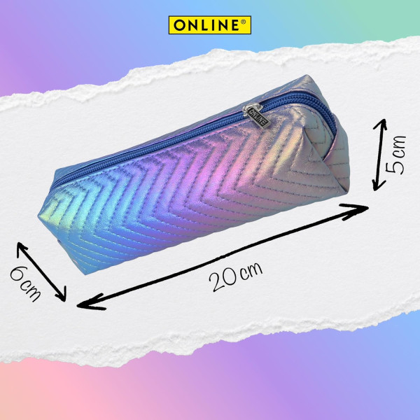 Trousse - 1 compartiment - Irisé - Arc-en-ciel - 20cm - Scolaire - Online