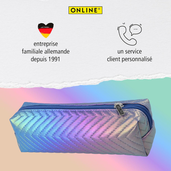 Trousse - 1 compartiment - Irisé - Arc-en-ciel - 20cm - Scolaire - Online