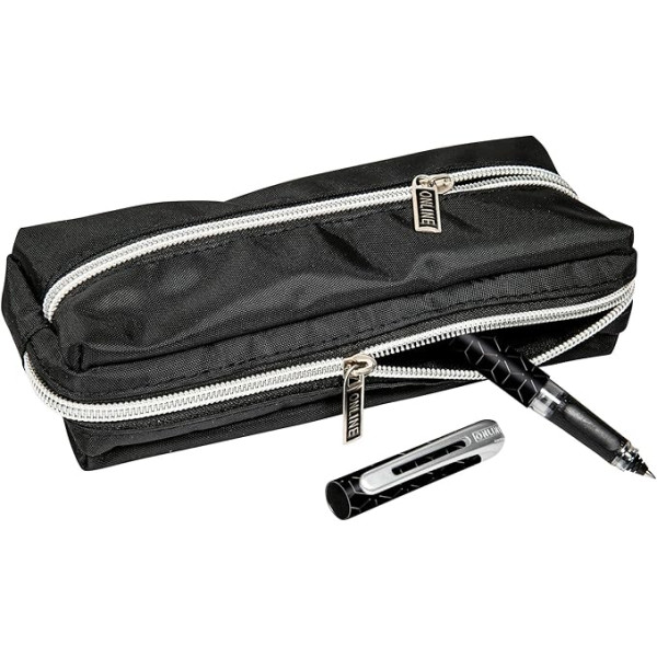 Trousse - 2 compartiments - Noir - 20cm - Scolaire - Online
