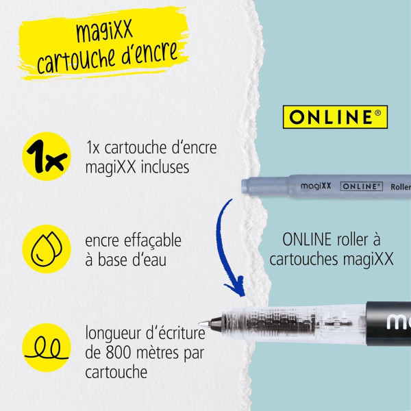 Stylo roller - Rechargeable - Pointe moyenne - Pour l'école - Vert menthe - Online