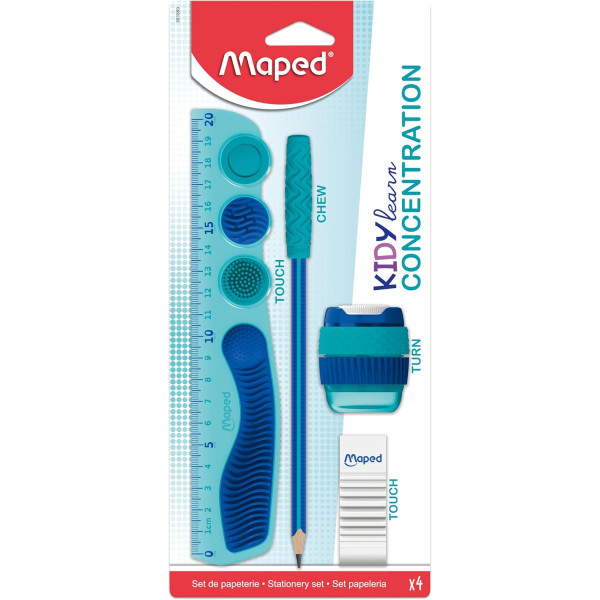 photo-Set règle + taille-crayons + gomme + embout relaxant - Pour les DYS - Maped