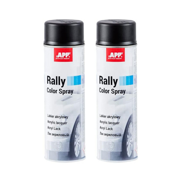 photo-2 bombes de peinture - Noir - Mat - Acrylique - Toutes surfaces - APP Rally 500ml