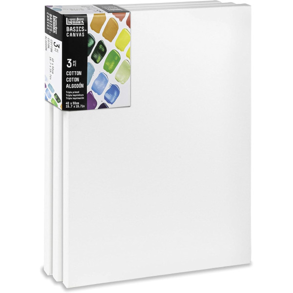 photo-Châssis - Toile - 40x50cm - Coton - Blanc - Pré-apprêtée - Lot de 3 - Liquitex Basics