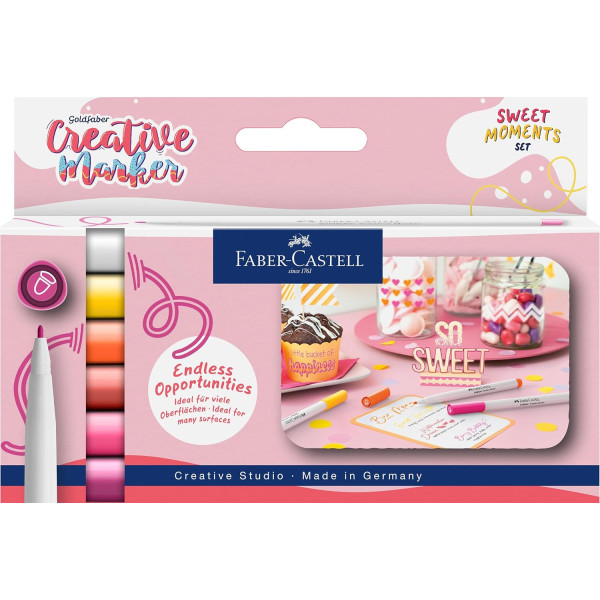 photo-Feutres créatifs - Indélébiles - 6 couleurs Sweet moments - 1,5mm - Faber-Castell Creative marker