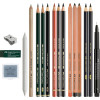 Coffret dessin - Faber-Castell - Crayons Polychromos, Pitt pastell, charbon + accessoires