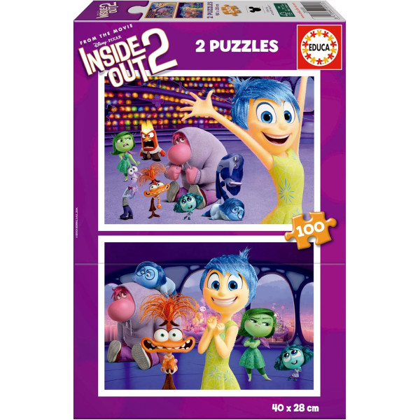 photo-Puzzle - Disney - Vice-versa 2 - Enfant dès 6 ans - 2 x 100 pièces - Pièces en bois - 40x28cm - Educa