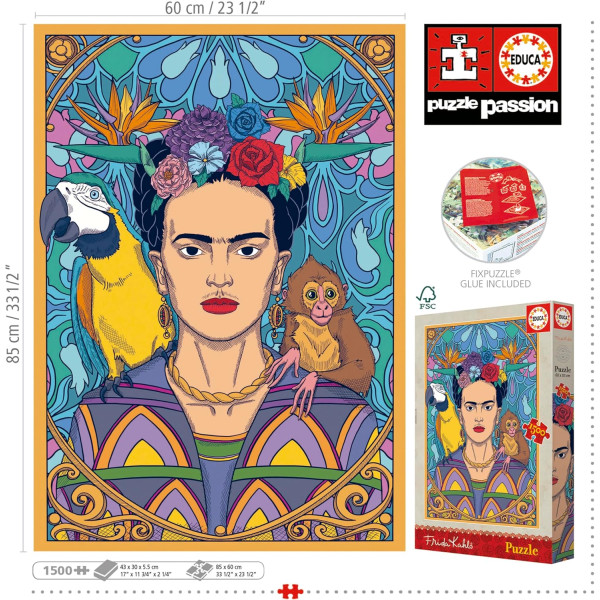 Puzzle - Fridha Kahlo - Portait - 1500 pièces - 85x60cm - Dès 14 ans - Educa