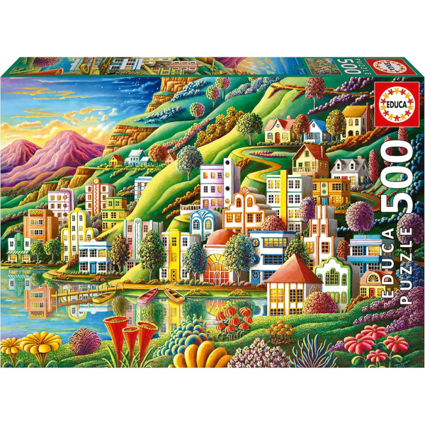 photo-Puzzle - Le port caché coloré - 500 pièces - Dès 11 ans - 48x34cm - Educa