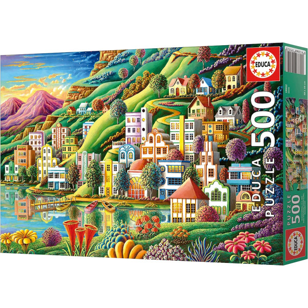 Puzzle - Le port caché coloré - 500 pièces - Dès 11 ans - 48x34cm - Educa