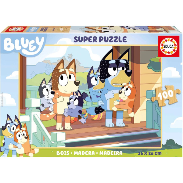 photo-Puzzle - Bluey - 100 pièces - Pièces en bois - Dès 5/6 ans - 36x26cm - Educa