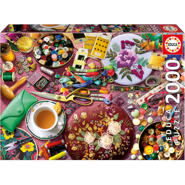photo-Puzzle - Table de couture à l'heure du thé - 2000 pièces - Dès 14 ans - 96x68cm - Educa