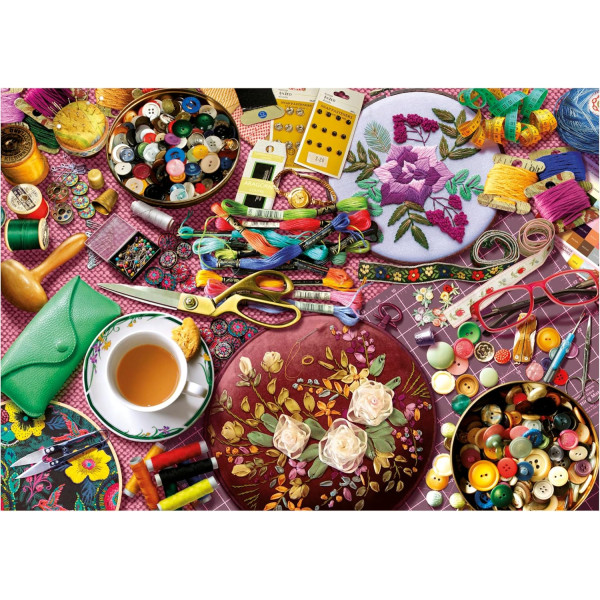 Puzzle - Table de couture à l'heure du thé - 2000 pièces - Dès 14 ans - 96x68cm - Educa