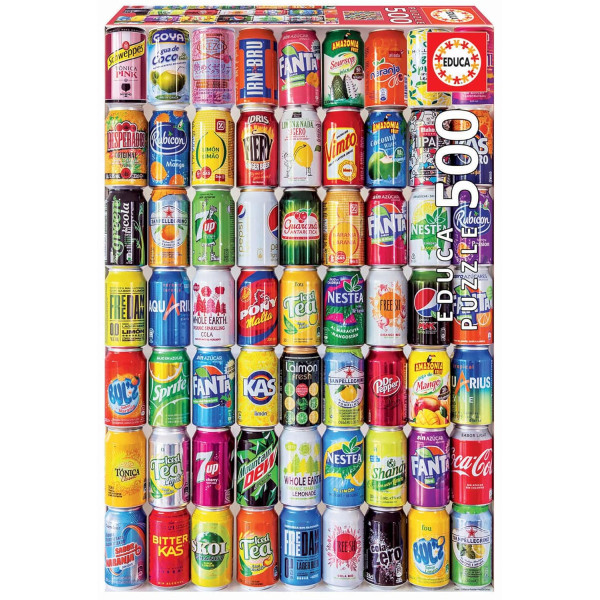 photo-Puzzle - Canettes de soda - Vintage - 500 pièces - Dès 11 ans - 38x48cm - Educa