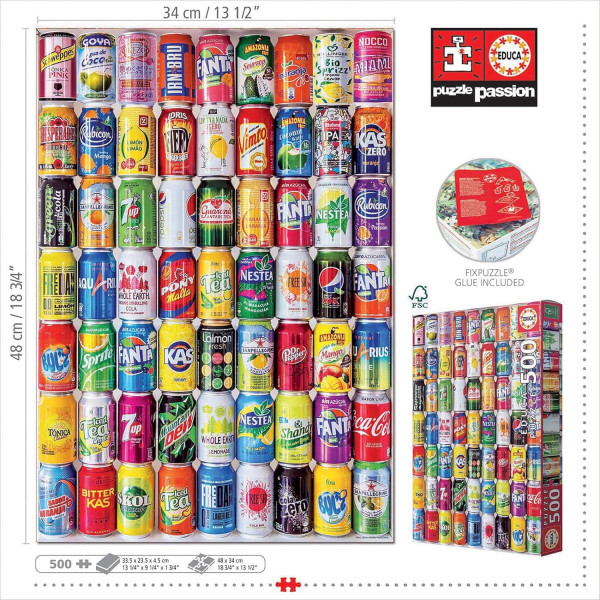 Puzzle - Canettes de soda - Vintage - 500 pièces - Dès 11 ans - 38x48cm - Educa